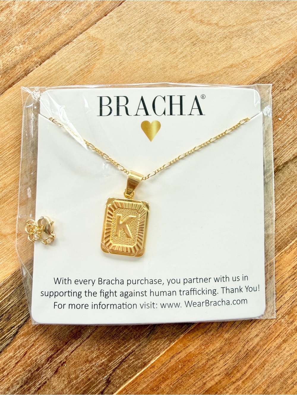 Bracha Gold Filled Initial Necklace K 14k Gold Filled Pendant Chain NWT